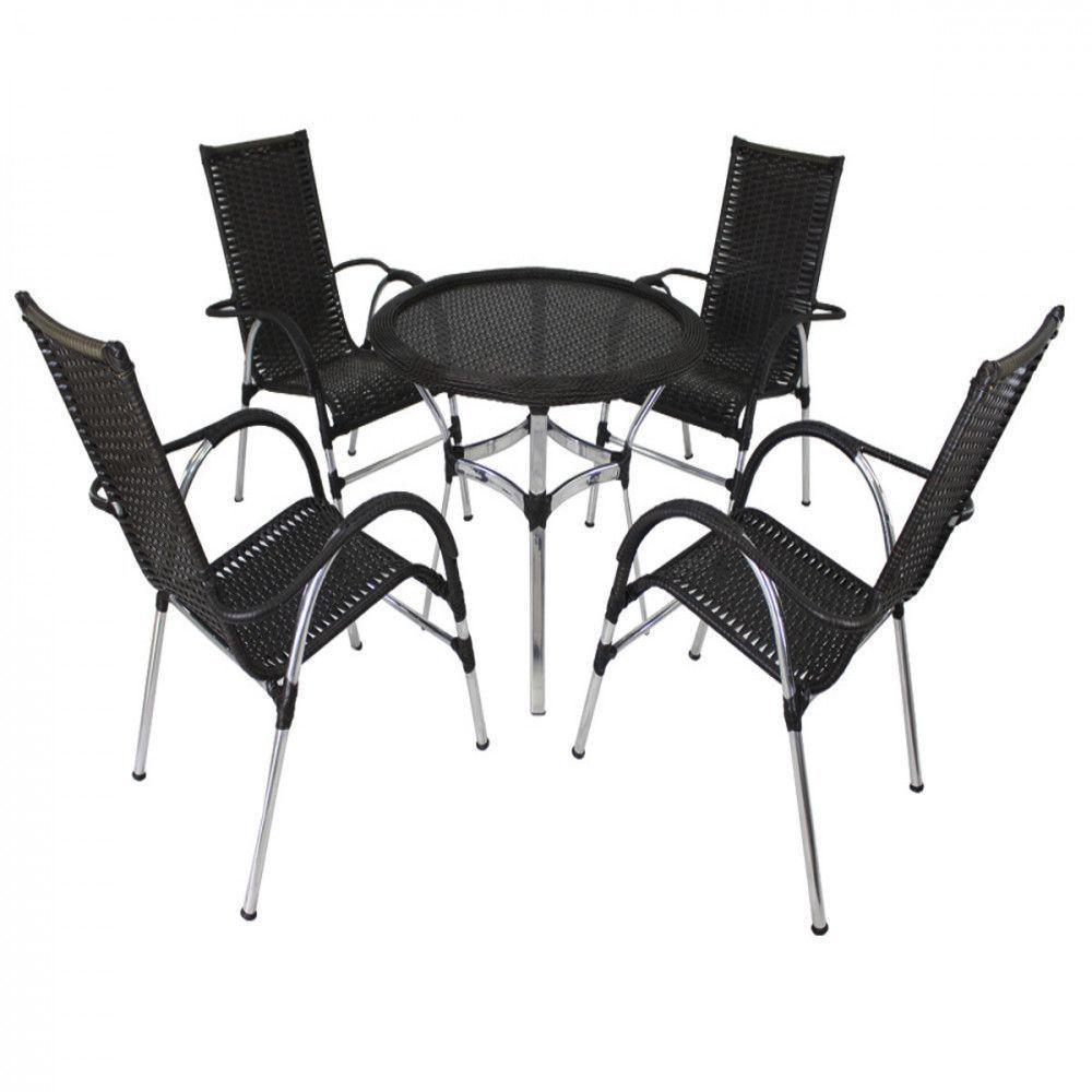 4 Cadeiras E Mesa Tampo, 2 Espreguiçadeiras Alumínio Piscina Pedra Ferro - 2