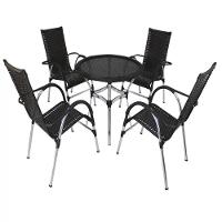 4 Cadeiras E Mesa Tampo, 2 Espreguiçadeiras Alumínio Piscina Pedra Ferro - 2