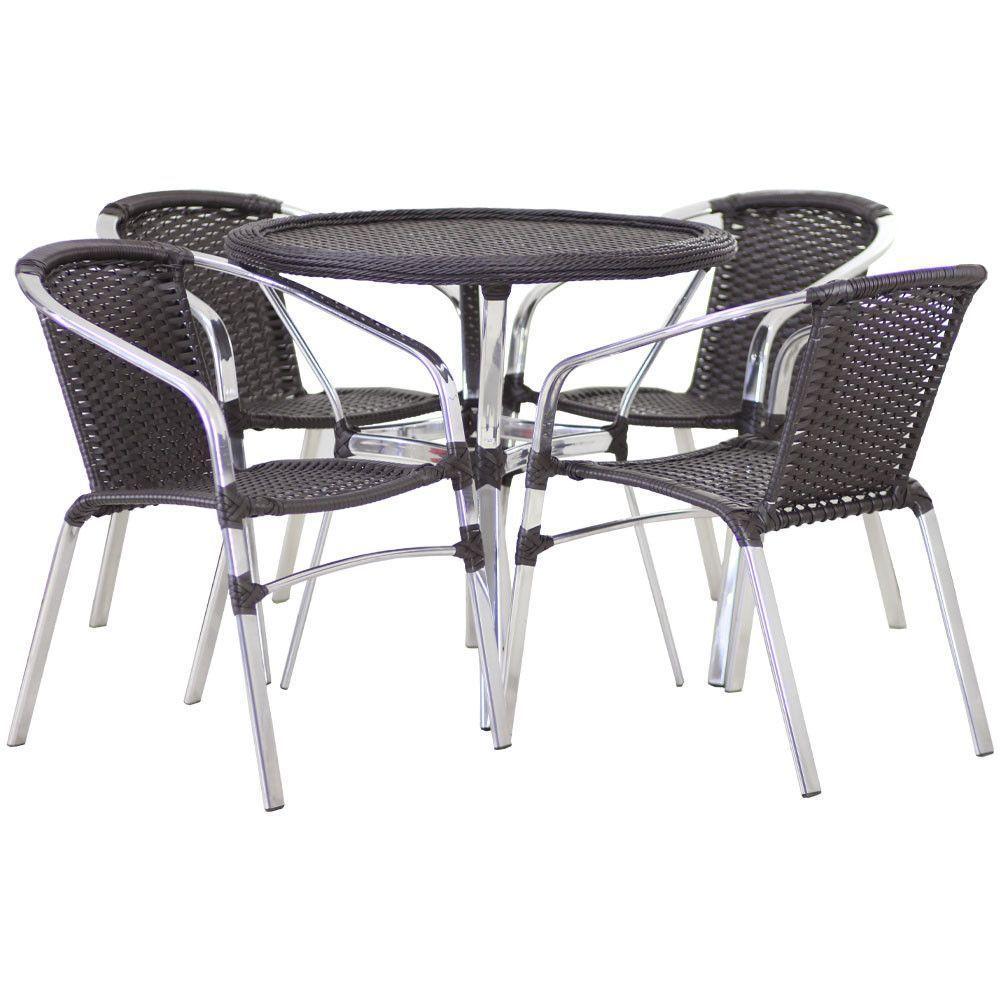 Conjunto Cadeiras Floripa E Mesa Com Tampo Tramado Tabaco - 1