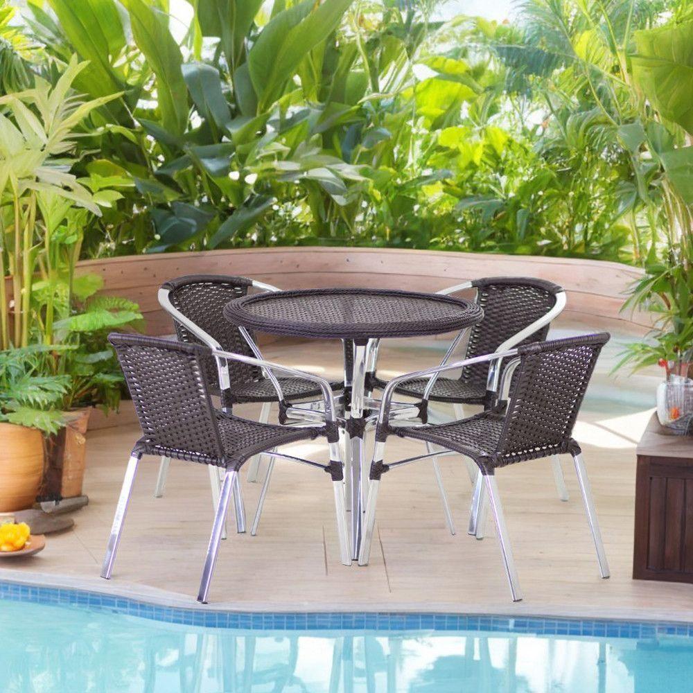 Conjunto Cadeiras Floripa E Mesa Com Tampo Tramado Tabaco - 2