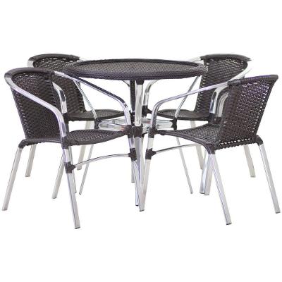 Conjunto Cadeiras Floripa E Mesa Com Tampo Tramado Tabaco