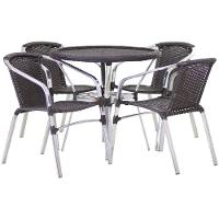 Conjunto Cadeiras Floripa E Mesa Com Tampo Tramado Tabaco - 1