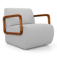 Kit 02 Poltronas Decorativas Orgânica Living Kavya Linho Cinza Claro - Desk Design - 5