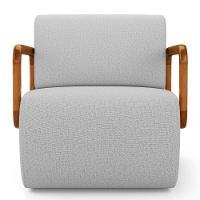 Kit 02 Poltronas Decorativas Orgânica Living Kavya Linho Cinza Claro - Desk Design - 6