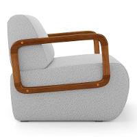 Kit 02 Poltronas Decorativas Orgânica Living Kavya Linho Cinza Claro - Desk Design - 7