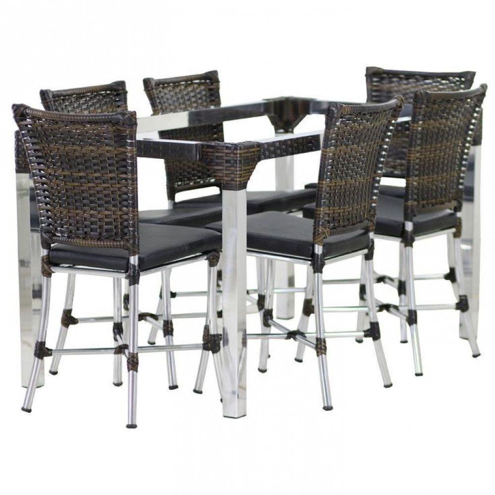 Conjunto 6 Cadeiras Angra E Mesa De Jantar Haiti Em Alumínio Tabaco - 3