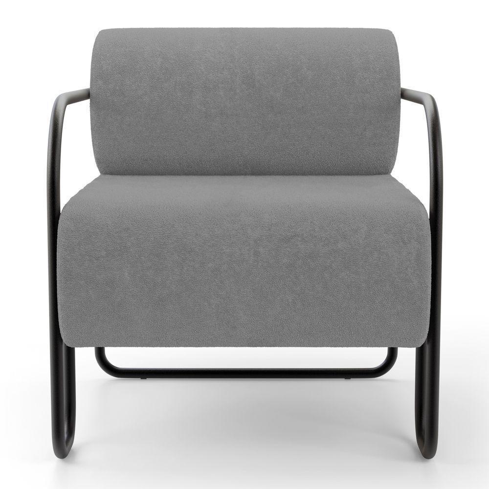 Kit 02 Poltronas Decorativas Orgânica Living Miska Bouclê Cinza - Desk Design - 6