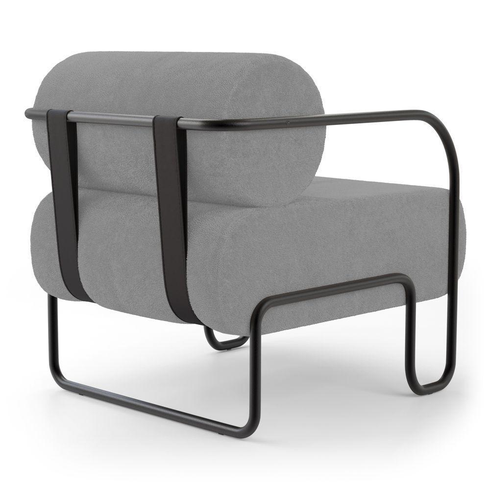 Kit 02 Poltronas Decorativas Orgânica Living Miska Bouclê Cinza - Desk Design - 7