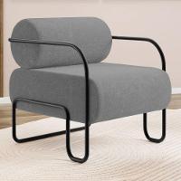 Kit 02 Poltronas Decorativas Orgânica Living Miska Bouclê Cinza - Desk Design - 2