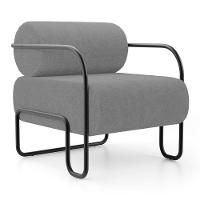 Kit 02 Poltronas Decorativas Orgânica Living Miska Bouclê Cinza - Desk Design - 5