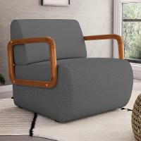 Poltrona Decorativa Orgânica Living Kavya Linho Grafite - Desk Design - 1