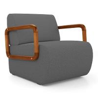 Poltrona Decorativa Orgânica Living Kavya Linho Grafite - Desk Design - 2