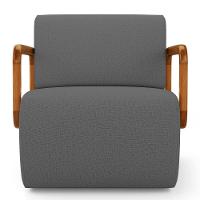 Poltrona Decorativa Orgânica Living Kavya Linho Grafite - Desk Design - 5