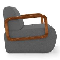 Poltrona Decorativa Orgânica Living Kavya Linho Grafite - Desk Design - 6