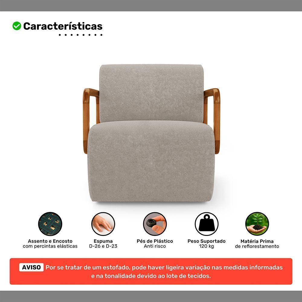 Kit 02 Poltronas Decorativas Orgânica Living Kavya Bouclê Bege - Desk Design - 3