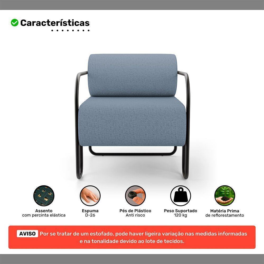 Kit 02 Poltronas Decorativas Orgânica Living Miska Linho Denim - Desk Design - 6