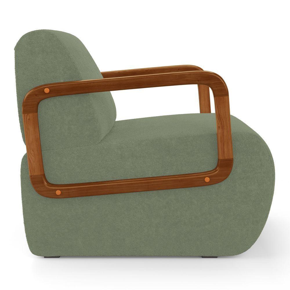 Kit 02 Poltronas Decorativas Orgânica Living Kavya Bouclê Verde Oliva - Desk Design - 7