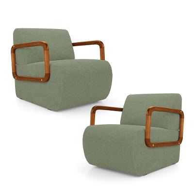 Kit 2 Poltronas Decorativas Orgânica Living Kavya Para Sala Verde Desk Design