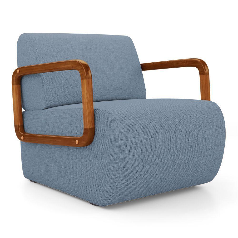 Kit 02 Poltronas Decorativas Orgânica Living Kavya Linho Denim - Desk Design - 5