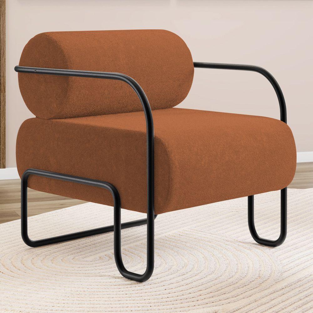 Kit 02 Poltronas Decorativas Orgânica Living Miska Bouclê Terracota - Desk Design - 2