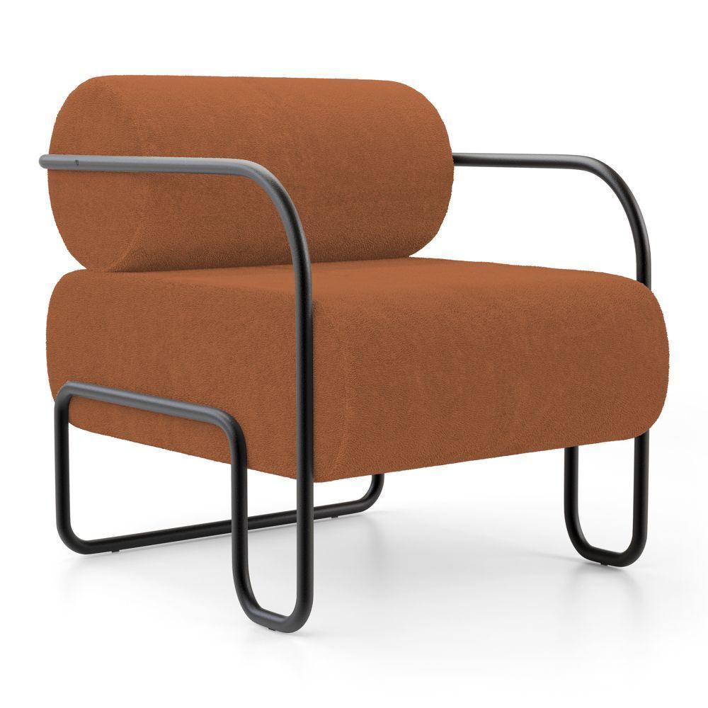 Kit 02 Poltronas Decorativas Orgânica Living Miska Bouclê Terracota - Desk Design - 5