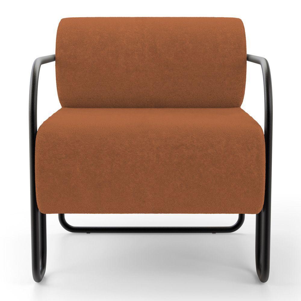 Kit 02 Poltronas Decorativas Orgânica Living Miska Bouclê Terracota - Desk Design - 6