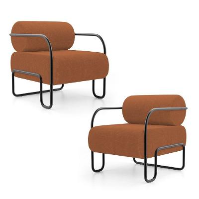 Kit 02 Poltronas Decorativas Orgânica Living Miska Bouclê Terracota - Desk Design