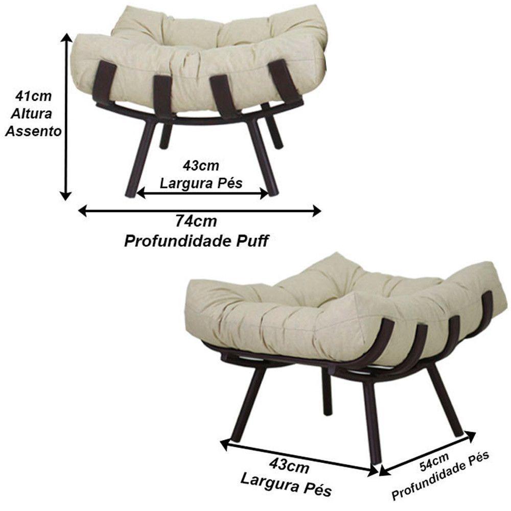 Puff Almofada Costela Alumínio Decorativo Sala Trama Fendi - 2