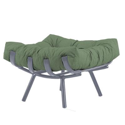 Puff Almofada Costela Alumínio Sala Decorativo Trama Chumbo