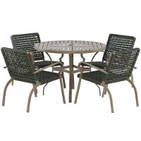 Kit 4 Cadeiras Corda Náutica E Mesa Tampo Ripado Varanda Verde Musgo - 1