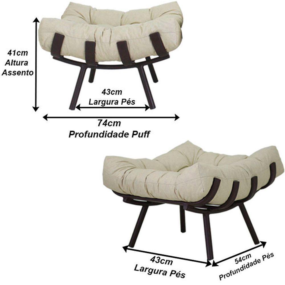 Puff Almofada Costela Alumínio Decorativo Sala Trama Preto - 2