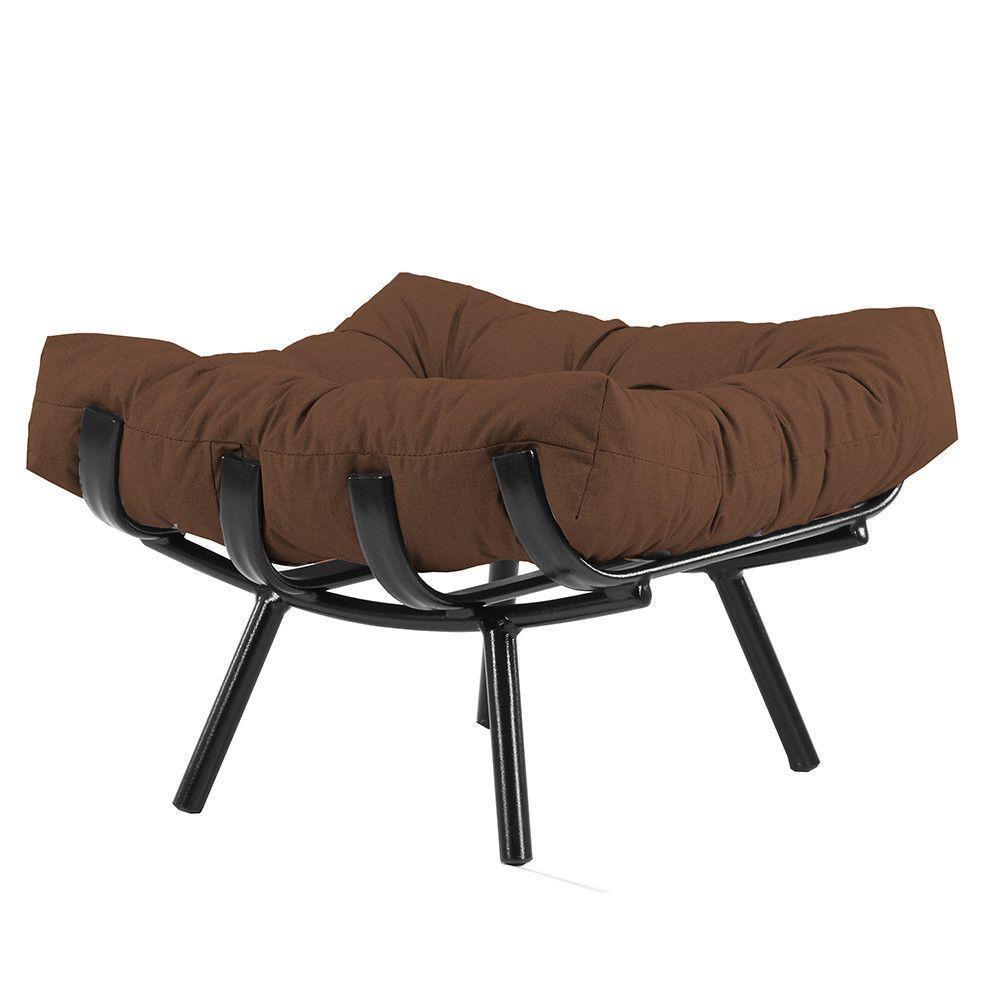 Puff Almofada Costela Alumínio Sala Decorativo Trama Preto - 1