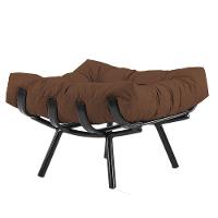 Puff Almofada Costela Alumínio Sala Decorativo Trama Preto - 1