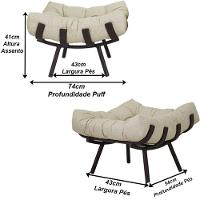 Puff Almofada Costela Alumínio Decorativo Sala Trama Marrom - 2