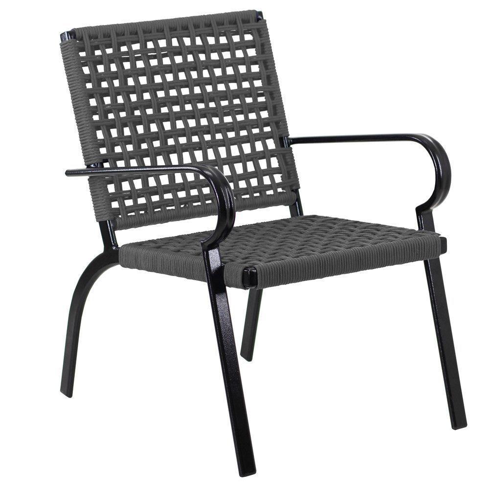 Kit 4 Cadeiras Corda Náutica E Mesa Tampo Ripado Varanda Cinza - 2