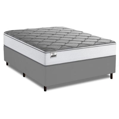 Cama Box Casal Real Max Force Softgel 138x188x65cm - Suporta Até 200 Kg Por Pessoa Branco / Cinza