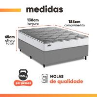 Cama Box Casal Real Max Force Softgel 138x188x65cm - Suporta Até 200 Kg Por Pessoa Branco / Cinza - 3