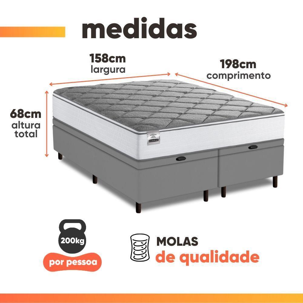 Cama Box Baú Queen Real Max Force Softgel 158x198x68cm - Suporta Até 200 Kg Por Pessoa Branco / Cinza - 3
