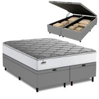 Cama Box Baú Queen Real Max Force Softgel 158x198x68cm - Suporta Até 200 Kg Por Pessoa Branco / Cinza - 1