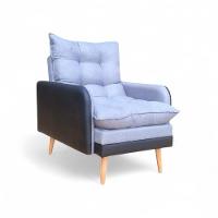 Poltrona Inglaterra Reclinável Corino Preto E Linho Grafite Preto Com Grafite - 1