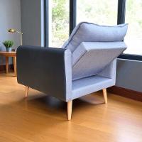 Poltrona Inglaterra Reclinável Corino Preto E Linho Grafite Preto Com Grafite - 3