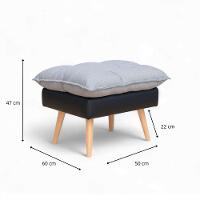 Poltrona Reclinável Com Puff Corino Preto Com Linho Grafite Preto Com Grafite - 6