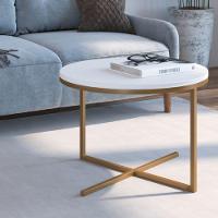 Mesa Volpi Baixa Estrutura Dourada - Branca - 2