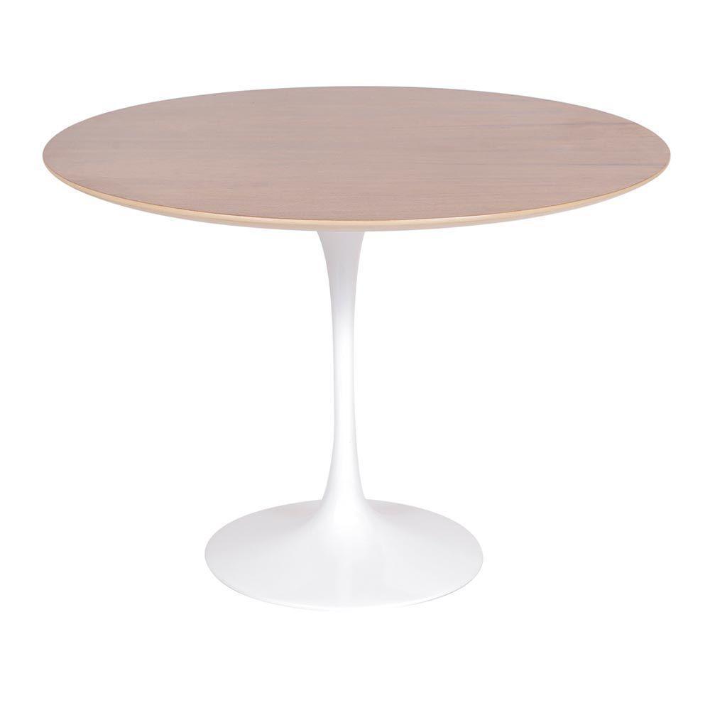 Mesa Saarinen Redonda Imbuia 150cm - Base Branca - 1