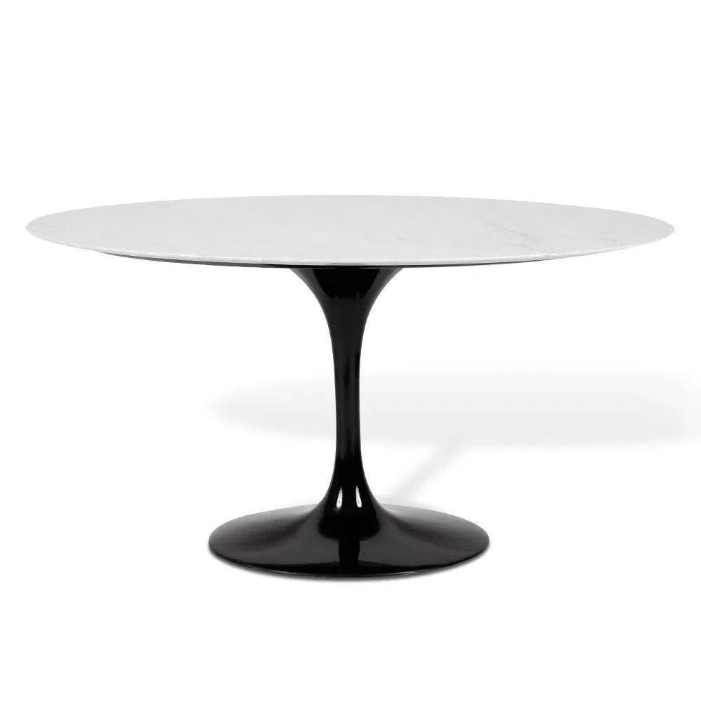 Mesa Saarinen Oval Carrara 120x80cm - Base Preta - 1