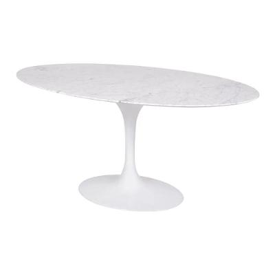 Mesa Saarinen Oval Carrara 135x90cm - Base Branca