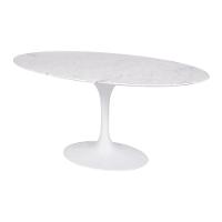 Mesa Saarinen Oval Carrara 135x90cm - Base Branca - 1