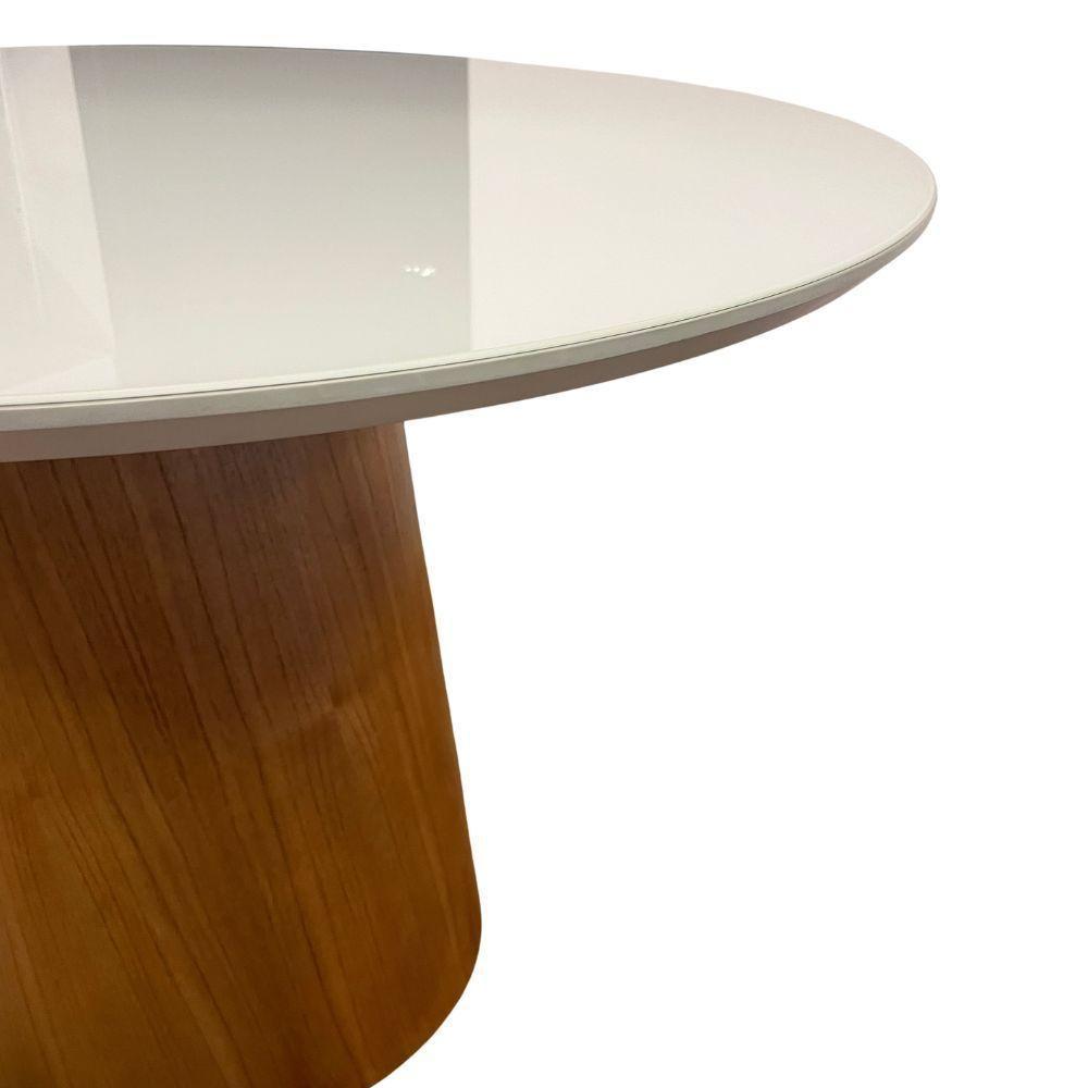 Mesa Ravena 120x120cm Redonda Castanho Vidro Off White - 2