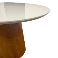 Mesa Ravena 135x135cm Redonda Castanho Vidro Off White - 2