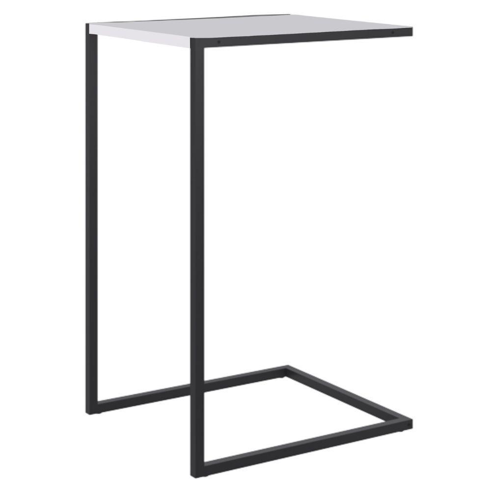 Mesa Lateral 64cm Estrutura Preta - Branca - 1